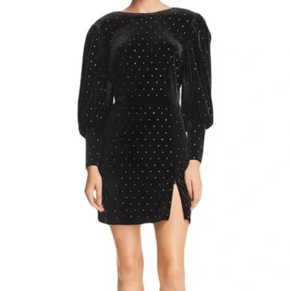 Rebecca Minkoff Black Gwen Rhinestone Studded Velvet Dress Size 2 NWT - Picture 7 of 8